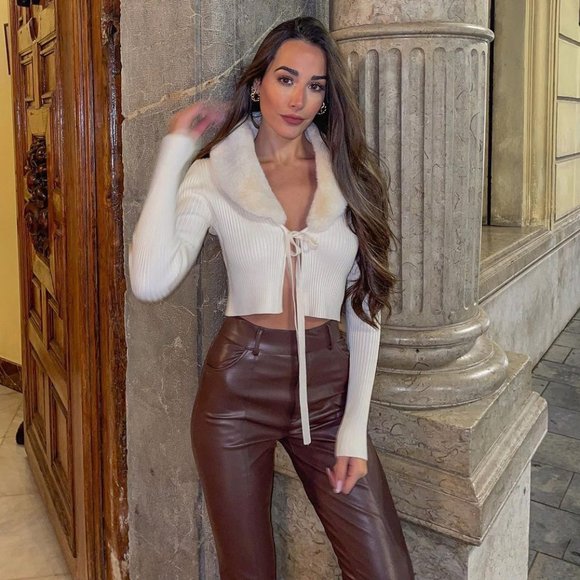 BLOGGER'S FAVE! Faux Fur Knit Cardigan Ecru NWT - Picture 13 of 16